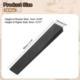 sourcing map Furniture Levelers, 12 Pcs Furniture Wedges, Black Plastic Wedges Shims, Firm and Non-Slip for Uneven Table, Dresser Legs, and DIY More Furniture (80 x 13 x 8mm)