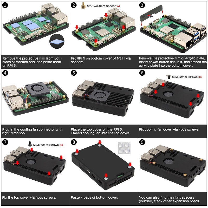 Ultra-Thin CNC Aluminum Case with Fan for Raspberry Pi 5