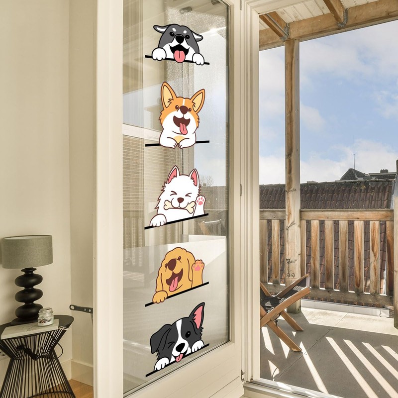 Fujitoya 8 Piece Dog Wall Sticker Car Monotone Bath Removable