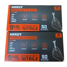 9 mil Nitrile Powder Free Gloves 50 Pc (Medium) by Hardy - 2 BOXES