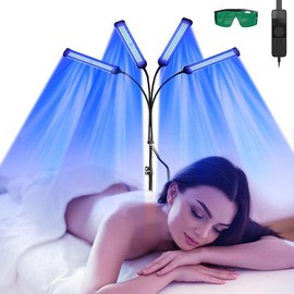 Tanning Lamp for Home 60W 460nm Full Blue Self Skin Tanning Light with 432pcs LEDs Portable Foldable Stand Solarium for Home Skin Tanning Light for Face and Body