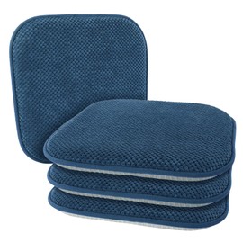 PAGGED Blue Kitchen Dining Chairs Cushions Set of 4 Non Slip Foam Patio Seat Cushions Washable Soft Thick Pads Large Wooden Metal Tapered Chair Cushions,17" x 15"