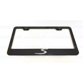 BLVD 1pc 3D S Emblem - BLACK Stainless Steel License Plate Frame w/Screw caps