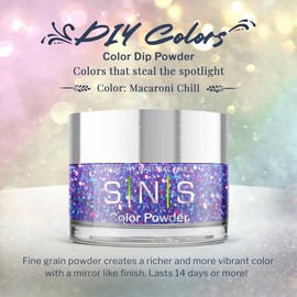 SNS Healthy Natural Nails SNS Nail Dip Powder Colors, Gelous Color Dipping Powder - Macaroni Chill (Purple Glitter) - Long-Lasting Low-Odor Dip Nail Colors for Healthier Nail Beds, Professionals & At-Home DIY - 0.5 oz