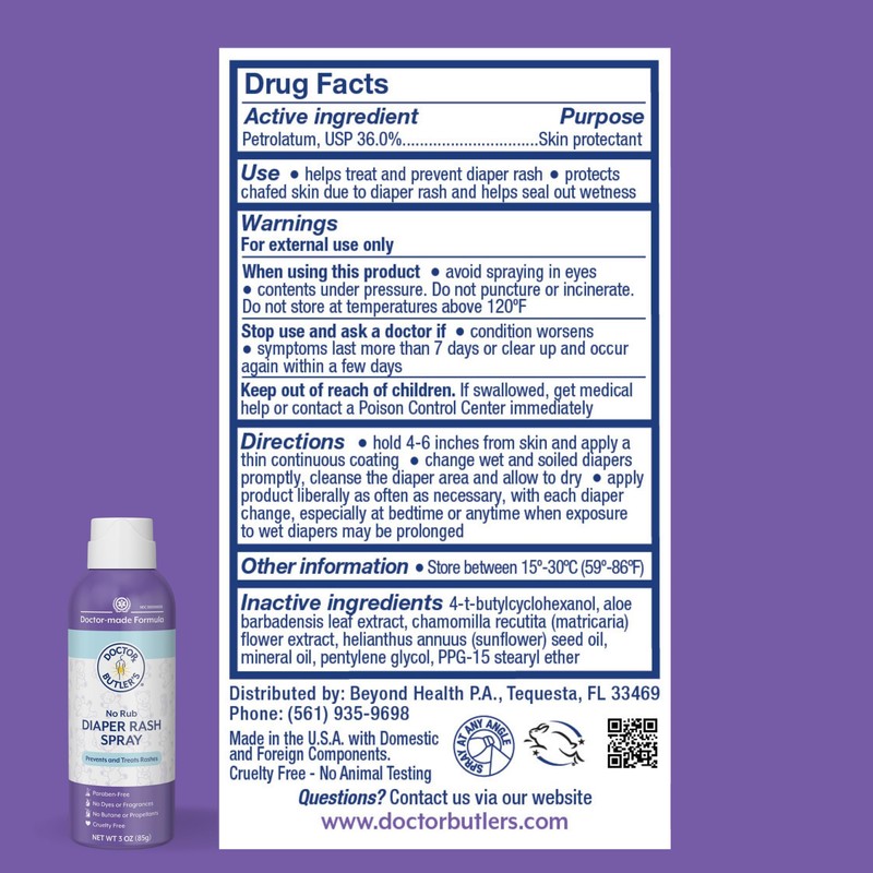 Doctor Butler's Baby Diaper Rash Spray – No-Rub Sprayable Diaper