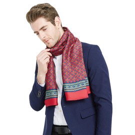 WANYING Men's Silk Scarf Artificial Silk Scarf Double Layers Long Thin Scarf Easy Chic Casual Business for Autumn Spring - Dark red