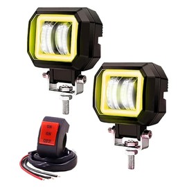 Ourbest Motorcycle Fog Ring Lights, Cube Spotlight LED Lights for Motorbike ATV Bicycle Off Road Accent Off Road 4X4 Auxiliary Light (Yellow)