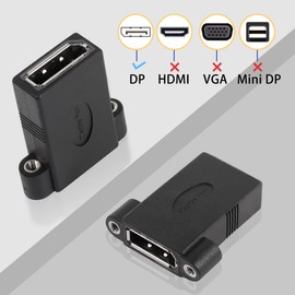 QIANRENON 8K DP1.4 Panel Mount Coupler Displayport Female to Female Straight-Through Extension Adapter,for Fixed Mounting on Dashboards or Equipment Panel, 2 pcs, Screws Included