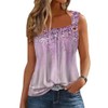 Womens Sleeveless Pleated Square Neck Tank Tops Trendy Lace Shirts