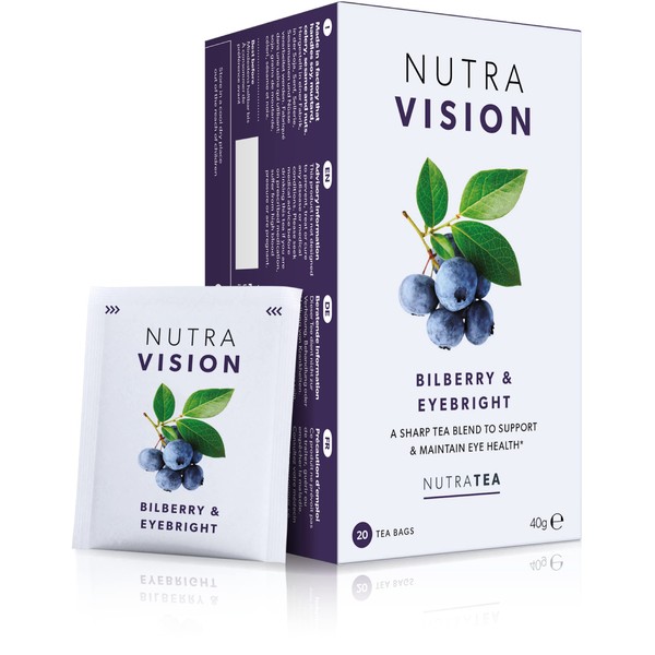 NutraVision Eye Support Tea | Eye Strain Tea - Eye Health Supplement - 60 Wrapped Tea Bags - by NutraTea - Herbal Tea - (3 Packs)