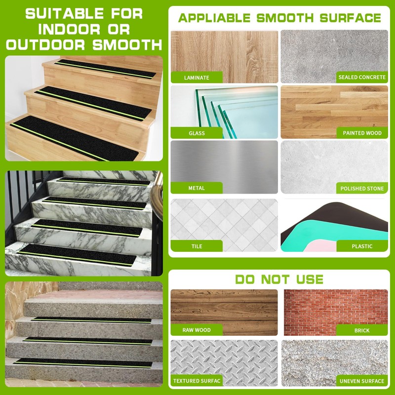 10-Pack Outdoor Stair Treads Non-Slip 6" x 24",Dark