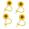 4Pcs Yellow Sunflower Straw Plug Reusable Splash Proof Plugs Kitchen