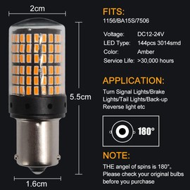 Biqing S25 Sequential Turn Signal DC12V LED Turn Signal Valve 3014SMD S25 150 Degree Different Pin Angle S25, 1156, Py21W General Purpose