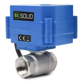 U.S. Solid 1/2 Inch Motorised Ball Valve with Plug 230 V AC DN15, 2-Way Stainless Steel Electric Ball Valve, Automatic Return, Closed without Power