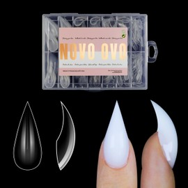 NOVO OVO Nail Dual Form XXL Tapered Square Natural Tapered Square (Natural, No Engraving) Nail Dual Form, for Polygel Extensions, with Guidelines Inside, XL XXL Reusable Full Cover Acrylic Nail Mold