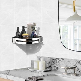 Shower Corner Shelf, Bathroom Shelves, Rustproof Thickened Stainless steel, Wall Mounted No Drilling Triangle Shower Caddy Basket, Bathroom Shelf Organiser for Bathroom Kitchen (1 Packs, Silver)