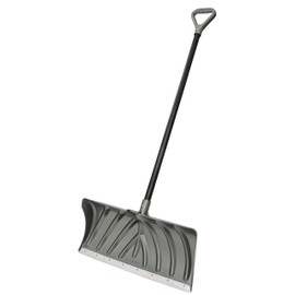 Suncast 24-Inch Snow Shovel and Pusher Combo with Durable Galvanized Steel Wear Strip and Ergonomic D-Grip Handle, Ideal for Driveways, Walkways, and Sidewalks, Gray
