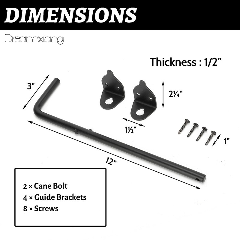 12" Heavy Duty Cane Bolt Gate Drop Rod Hardware Ground