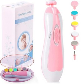 Lima de uñas bebe, Cuidado de uñas para bebés eléctrico con Luz LED, Pulidor de uñas para bebés Cortaúñas para el cuidado del bebé (Rosa)