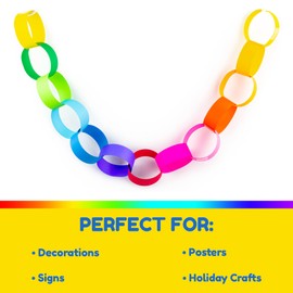 Hygloss Products Bright Paper Chain Strips for Kids Arts and Crafts, Decorations, Classroom Activities Colors-720 Pieces (1" x 8"), 1" x 8"