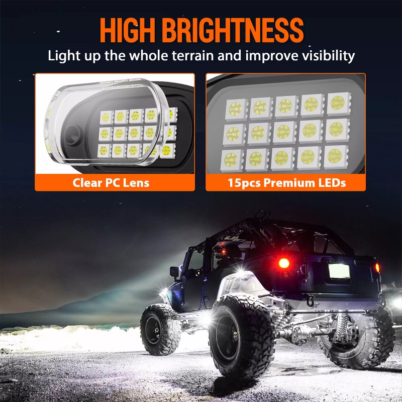 MICTUNING Pure White LED Rock Lights 12Pods Underglow Underbody Under