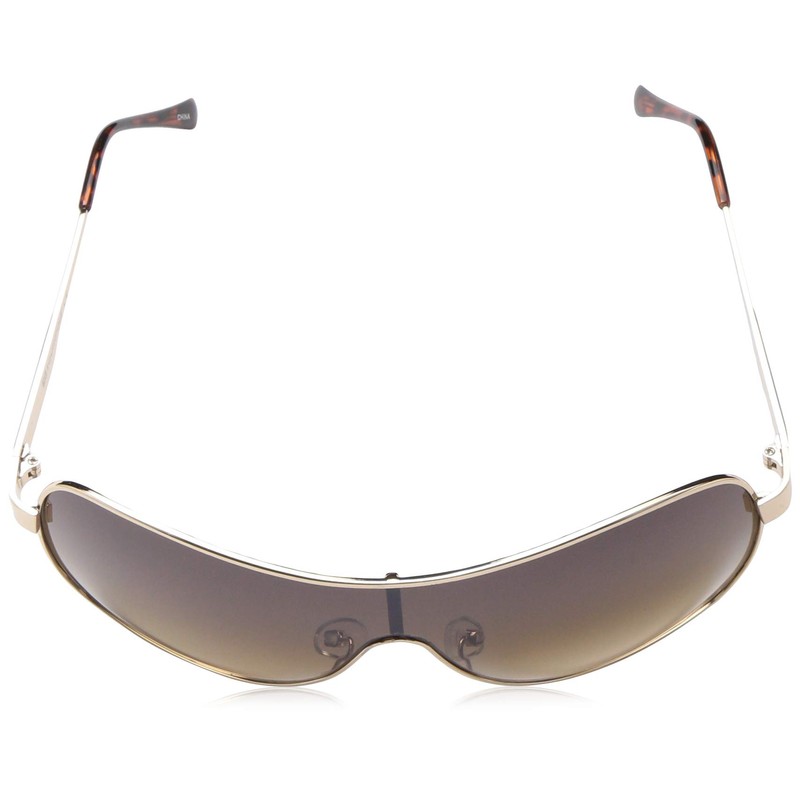 Southpole Men's Metal Shield Rectangular Sunglasses, Gold, 140 mm