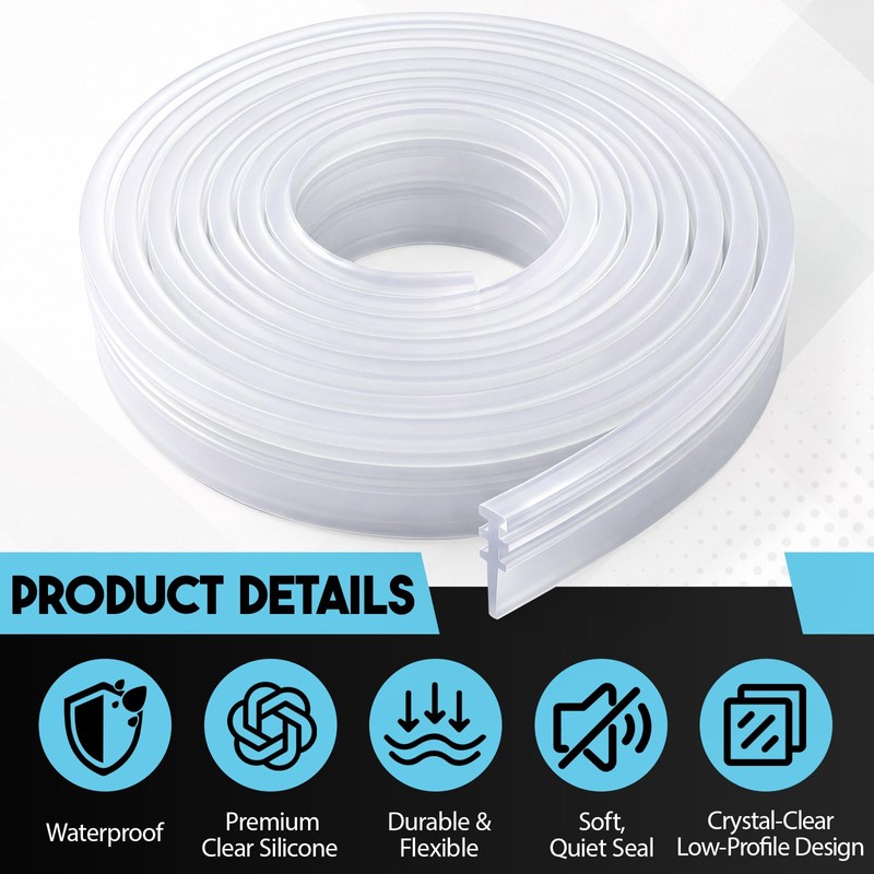 Lineshading 2 Pack Vinyl Shower Door Bottom Seal, 36-inch Shower