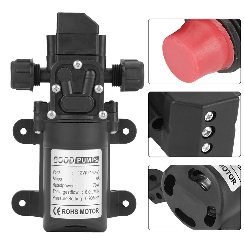 DC 12V 0.9Mpa 6L/Min Water High Pressure Diaphragm 70W Self