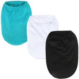 Elledia Summer Solid Color Dog Clothes for Small Dogs, Breathable Cotton Cat Shirts for Cats, No Printing Yorkie Clothing for Chihuahua Teddy French Bulldogs, 3 Pack Pet Apparel Outfits