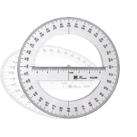 25 cm Full Round Protractor, 360 Degree Plastic Measuring Tools Mathematics Organic Semicircle Protractor Drawing Template Design Tool Ruler