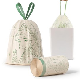 4 Gallon Trash Bags Drawstring, Colorful & Portable Small Trash Bags with Chinese-style Flower Girl Printed, Tear-Resistant Garbage Bags 4 Gallon for Bathroom Office Trash Cans, 60 Count