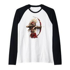 Native American Indian Chief Bow Arrow Native American Pride Raglan Baseball Tee