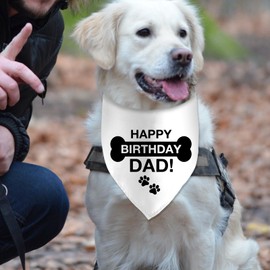 Happy Birthday Dad Pet Dog Bandana Triangle Dog Bandana for Dogs Pet Scarf Photo Prop Accessories for Dog Lover Dog Dad
