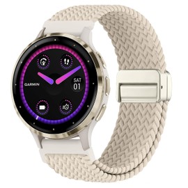 LeyuBand 18mm Nylon Magnetic Bands Compatible with Garmin Venu 3S/Venu 2S/Vivoactive 4S/Vivomove 3S/Forerunner 265S/Forerunner 255S for Men and Women