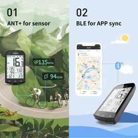CYCPLUS Fahrradcomputer GPS Wireless, 2,9 Zoll Bildschirm ANT+ Fahrradcomputer GPS mit Bluetooth Funktion.Fahrrad Tachometer Geschwindigkeit/Trittfrequenzsensor Radfahren Mount 3 in 1 verpackt