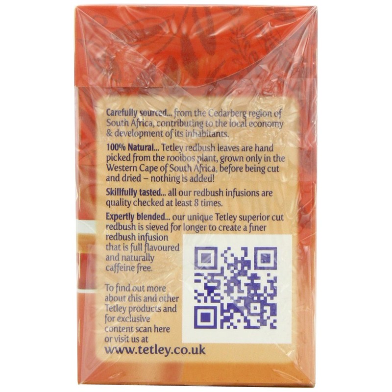 Tetley Redbush 40 Teabags 100 G (pack Of 6, Total