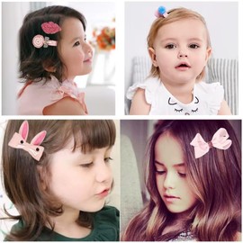 Girl Hair Accessories Gift Set, Bow Clips Set, Baby Hair Clips Set for Little Girls, Baby Girls Hair Accessories for Toddlers Kids as Birthday Gift (Pink)