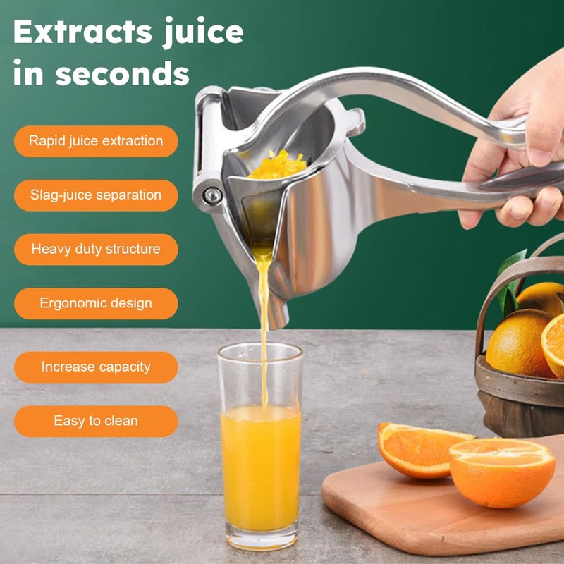 Orange Pomegranate Lemon Squeezer,Manual Citrus Press,Ergonomic Handles Hand Press Bar(Silver)