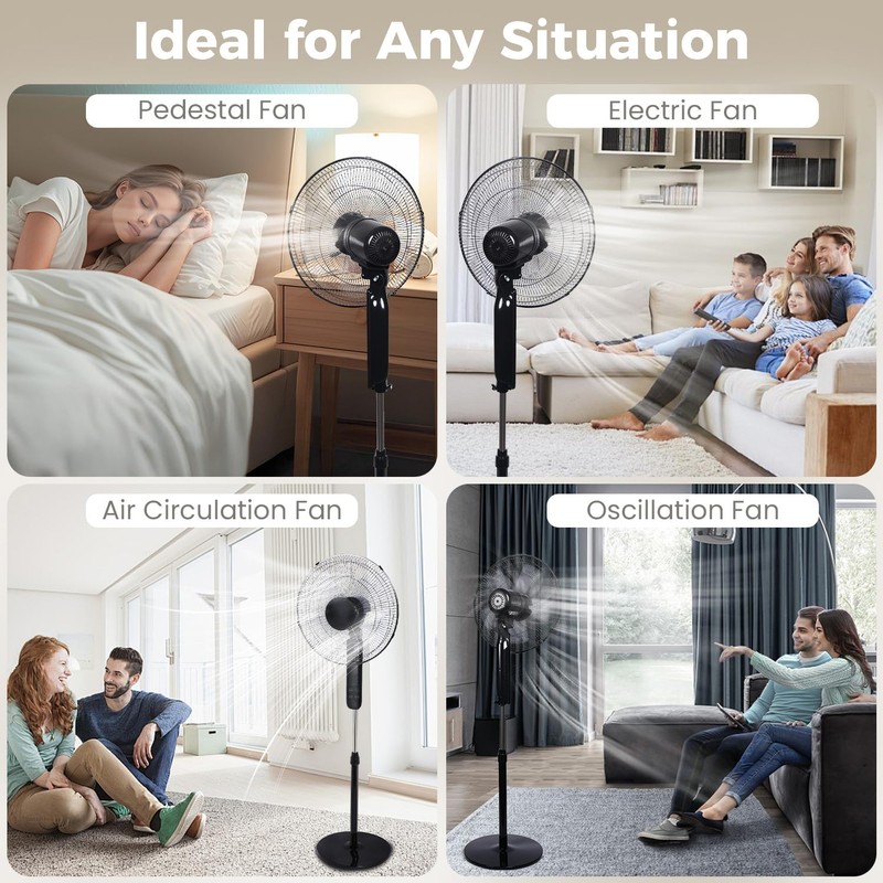 Aottop 16" Pedestal Fan with LED Display & Thermometer -