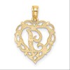 14K Solid Yellow Gold Heart Love Dainty Letter I Initial