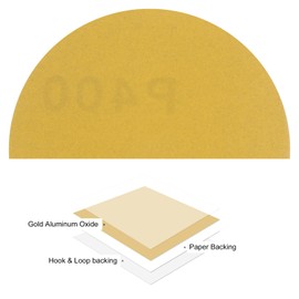 Kozelo 25pcs No Hole Sanding Discs- [ 3 Inch 400 Grit ] Round Hook and Loop Grip Sanding Pads Sheet Sandpaper for Automotive Woodworking Metal Polishing Use| Gold, Aluminum Oxide