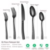 Remoxye 40-Piece Silverware Set, Black Hammered Stainless Steel Flatware Sets