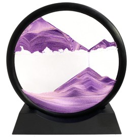 SANDCLE 3D Sand Pictures for Turning - Round Glass Frame Dynamic Sand Picture, Movable Sand Art Landscape, Flowing Sand Painting for Office, Desktop Decoration (Purple, 7 Inches)