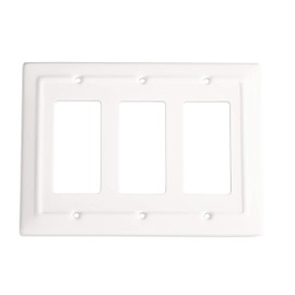 Monarch Abode 19059 Triple Switch Architectural Rocker Decorative Wall Plate Switch Plate Outlet Cover, 3-Gang, Classic White