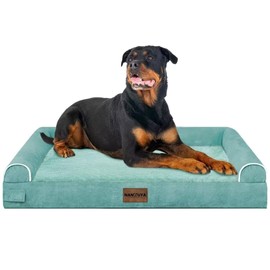 Large Dog Bed Orthopedic Washable: Beds Bolster XXL Bed Big XLarge Dogs Egg Crate Foam Sofa Couch Waterproof Removable Cover - Aqua Blue