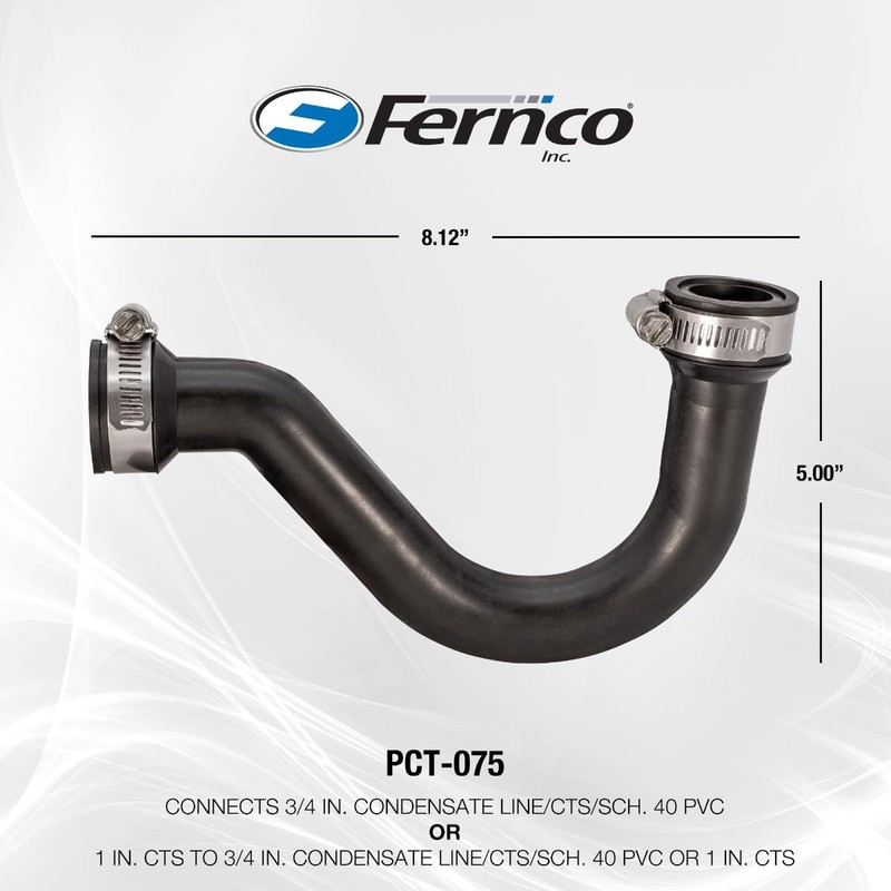 Fernco 3/4 Inch Flexible PVC Condensate Trap for HVAC Systems