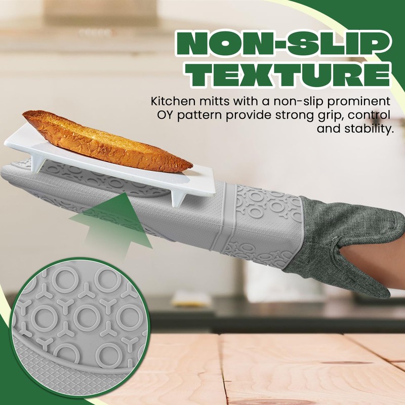 LELE LIFE Extra Long 15.4in Professional Oven Mitts, Heat Resistant