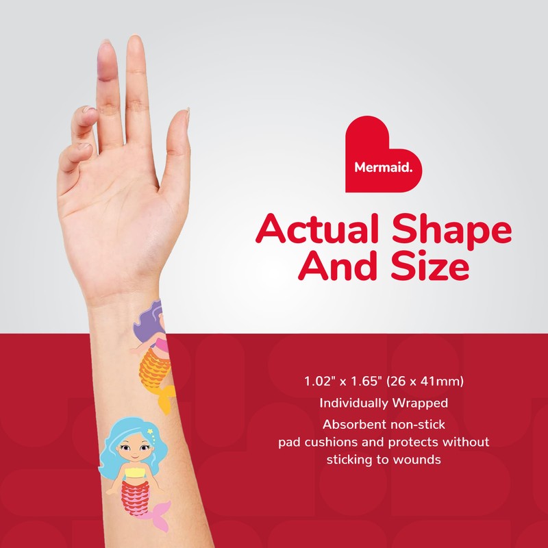 BioSwiss Bandages, Mermaid Shaped Self Adhesive Bandage, Latex Free Sterile