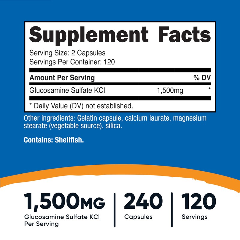 Nutricost Glucosamine Sulfate 1500mg, 240 Capsules - 750mg Per Capsule,