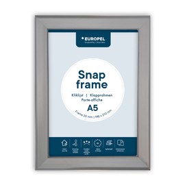 Opus 2 folding frames A5 with 20 mm aluminium profile, hinged poster frame with mitre corner, snap frame for e.g. posters, certificates, photos and advertising materials silver, 355011